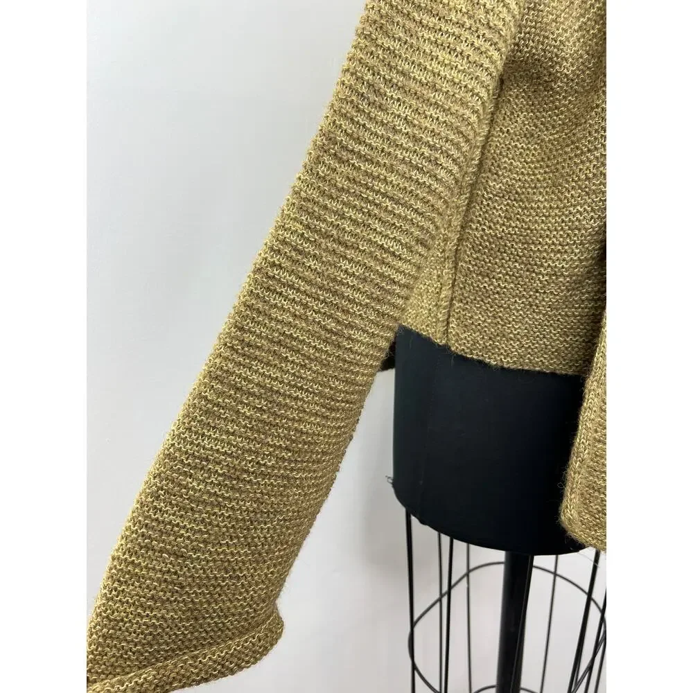 ARTIFACTS Hecho a Mano Pima Cotton Baby Alpaca Wool Yellow Knit Cardigan OS Peru